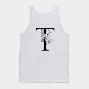 Letter T Monogram - Floral Initial Tank Top